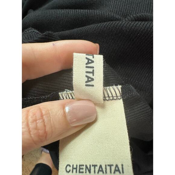 Chentaitai Black Stand Neck Asymmetric Long Sleeve Knit Top size Medium - Picture 6 of 16